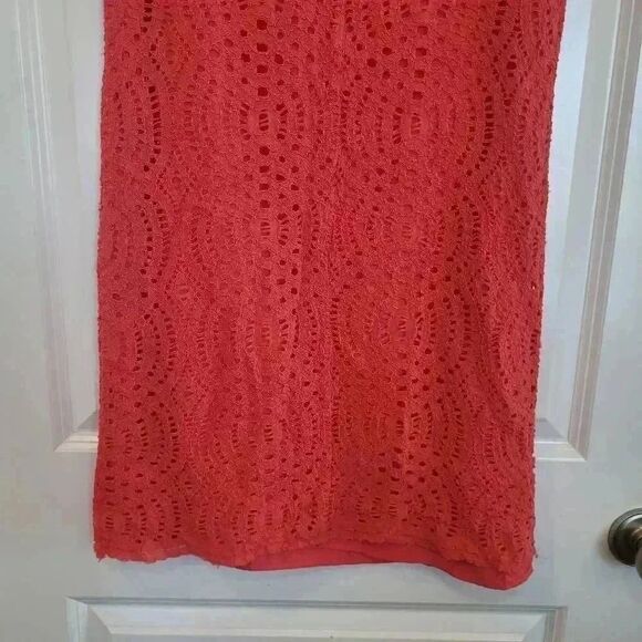 J. Crew Women's Dark Coral Lace Nylon/Spandex Sheath Dress - Picture 8 of 10